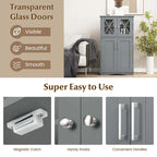 Meuble de rangement pour linge de bain autonome à 5 niveaux avec portes et 3 étagères réglables, grande capacité