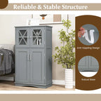 Meuble de rangement pour linge de bain autonome à 5 niveaux avec portes et 3 étagères réglables, grande capacité