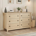 Commode à 6 tiroirs naturelle pour salon, chambre, entrée