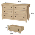 Commode à 6 tiroirs naturelle pour salon, chambre, entrée