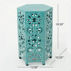 Table d'appoint en fer ajouré « Sunburst » de 12 po, table d'appoint légère pour boissons et collations, utilisation intérieure