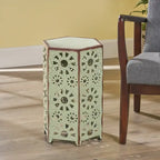 Table d'appoint en fer ajouré « Sunburst » de 12 po, table d'appoint légère pour boissons et collations, utilisation intérieure