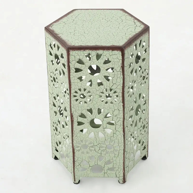 Table d'appoint en fer ajouré « Sunburst » de 12 po, table d'appoint légère pour boissons et collations, utilisation intérieure
