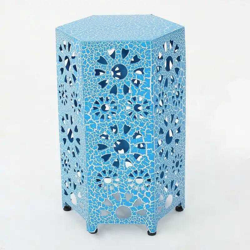Table d'appoint en fer ajouré « Sunburst » de 12 po, table d'appoint légère pour boissons et collations, utilisation intérieure