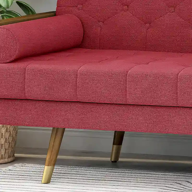 Canapé en tissu touffeté Mid-Century Modern avec pieds en bois de bouleau, capitonnage, rembourrage en mousse, 4 options de couleur