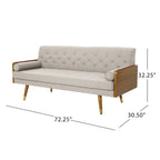 Canapé en tissu touffeté Mid-Century Modern avec pieds en bois de bouleau, capitonnage, rembourrage en mousse, 4 options de couleur