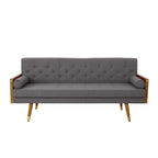 Canapé en tissu touffeté Mid-Century Modern avec pieds en bois de bouleau, capitonnage, rembourrage en mousse, 4 options de couleur