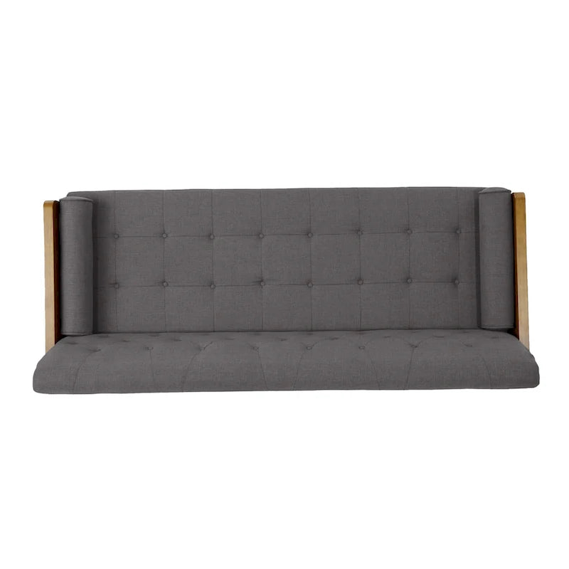Canapé en tissu touffeté Mid-Century Modern avec pieds en bois de bouleau, capitonnage, rembourrage en mousse, 4 options de couleur