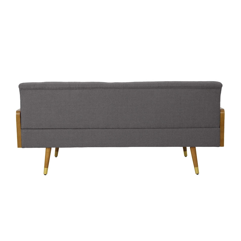 Canapé en tissu touffeté Mid-Century Modern avec pieds en bois de bouleau, capitonnage, rembourrage en mousse, 4 options de couleur