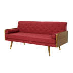 Canapé en tissu touffeté Mid-Century Modern avec pieds en bois de bouleau, capitonnage, rembourrage en mousse, 4 options de couleur