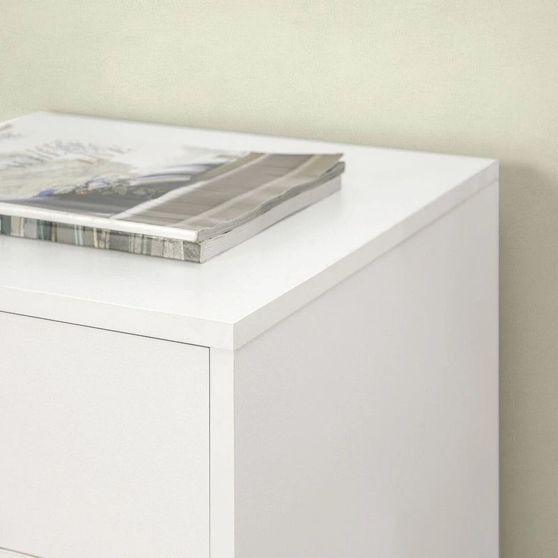 Commode à 5 tiroirs, commode de rangement en bois avec roulettes, organisateur de rangement pour travaux manuels et unité de rangement de bureau avec tiroirs