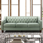 Canapé Mateo 82.28 large de transition en cuir véritable avec clous décoratifs et dossier capitonné