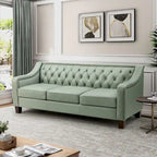 Canapé Mateo 82.28 large de transition en cuir véritable avec clous décoratifs et dossier capitonné