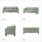 Canapé Mateo 82.28 large de transition en cuir véritable avec clous décoratifs et dossier capitonné