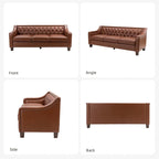 Canapé Mateo 82.28 large de transition en cuir véritable avec clous décoratifs et dossier capitonné
