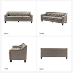 Canapé Mateo 82.28 large de transition en cuir véritable avec clous décoratifs et dossier capitonné