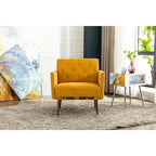 Fauteuil d'appoint capitonné en velours avec pieds dorés
