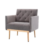 Fauteuil d'appoint capitonné en velours avec pieds dorés