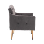 Fauteuil d'appoint capitonné en velours avec pieds dorés