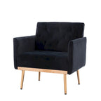 Fauteuil d'appoint capitonné en velours avec pieds dorés