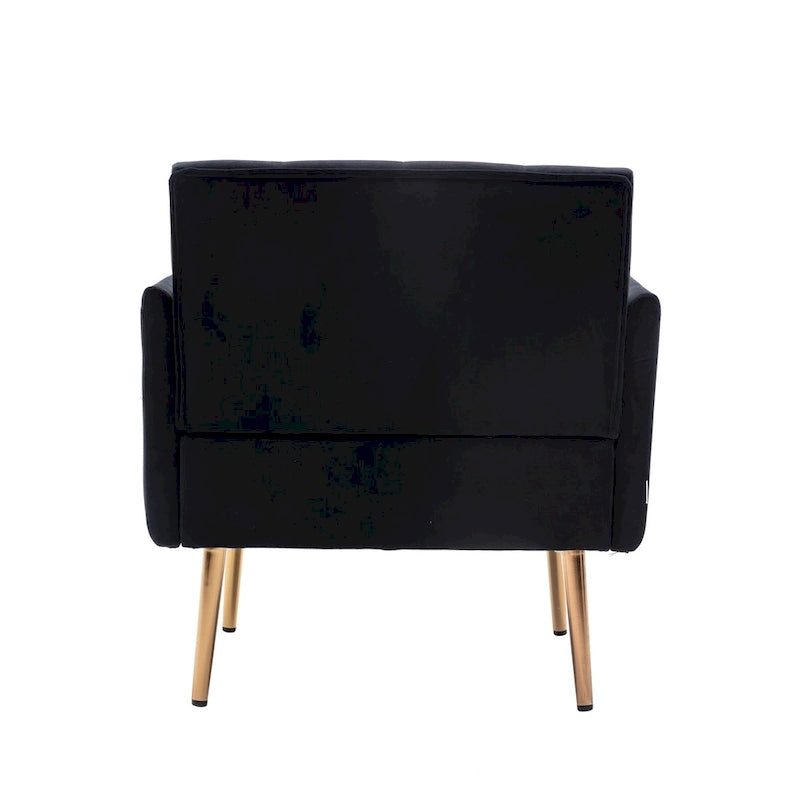 Fauteuil d'appoint capitonné en velours avec pieds dorés