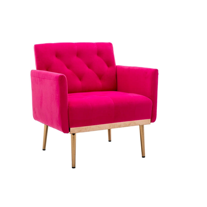 Fauteuil d'appoint capitonné en velours avec pieds dorés
