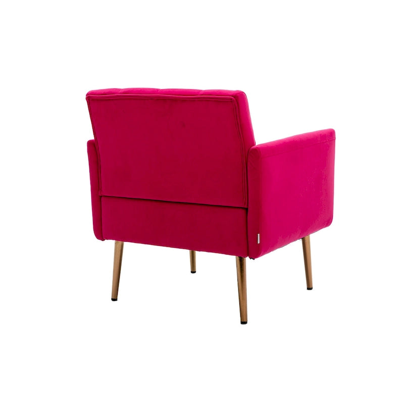 Fauteuil d'appoint capitonné en velours avec pieds dorés