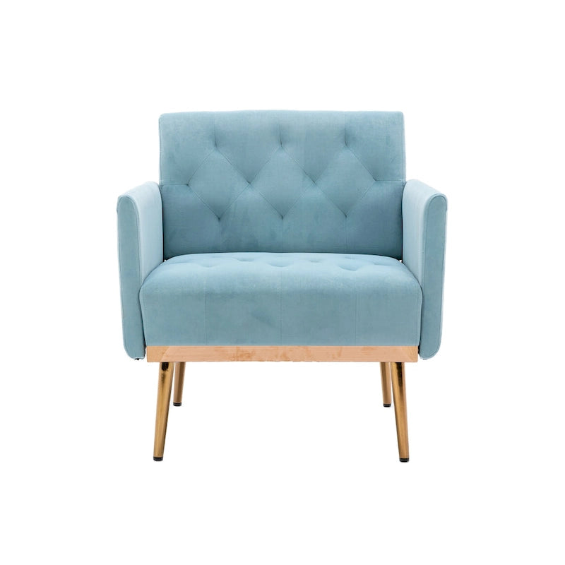 Fauteuil d'appoint capitonné en velours avec pieds dorés