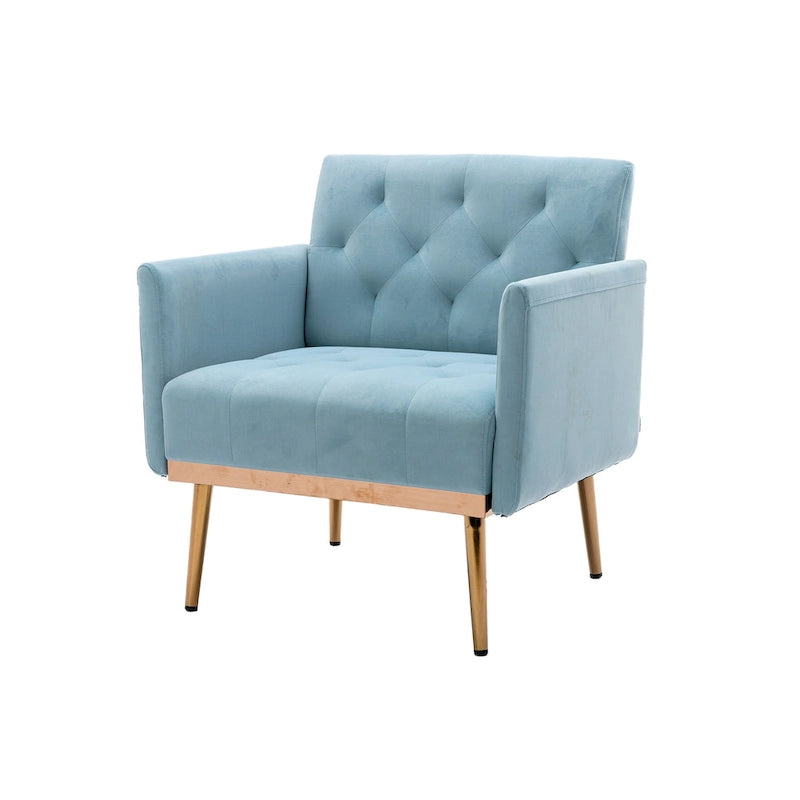 Fauteuil d'appoint capitonné en velours avec pieds dorés