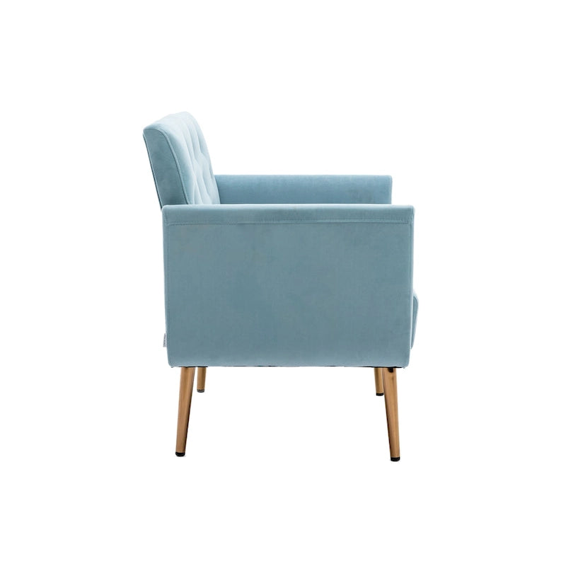Fauteuil d'appoint capitonné en velours avec pieds dorés