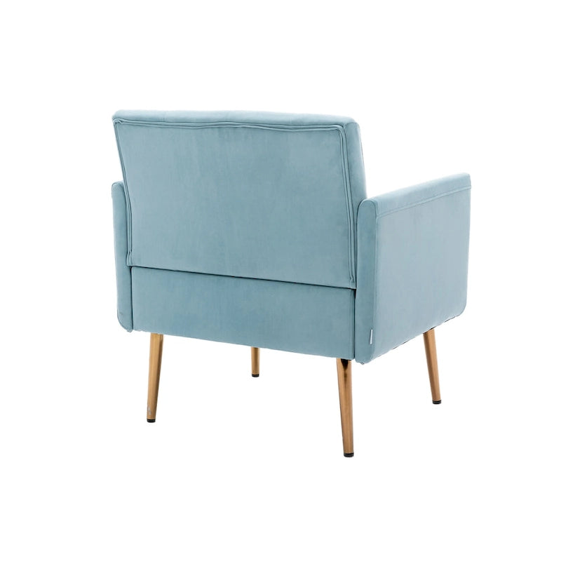 Fauteuil d'appoint capitonné en velours avec pieds dorés