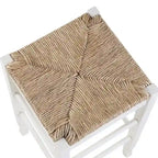Tabouret de bar carré de 74 cm à assise en jonc tressé, cadre en bois massif avec double barre d'écartement, style rustique