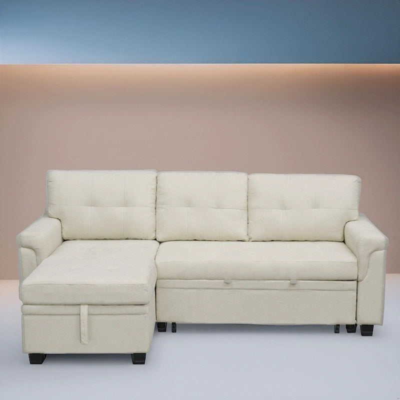 Canapé sectionnel réversible convertible moderne - en forme de L avec méridienne de rangement, accoudoirs larges et pieds durables