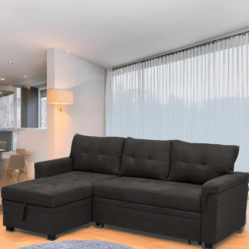 Canapé sectionnel réversible convertible moderne - en forme de L avec méridienne de rangement, accoudoirs larges et pieds durables