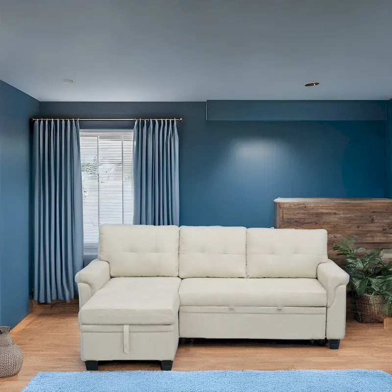 Canapé sectionnel réversible convertible moderne - en forme de L avec méridienne de rangement, accoudoirs larges et pieds durables