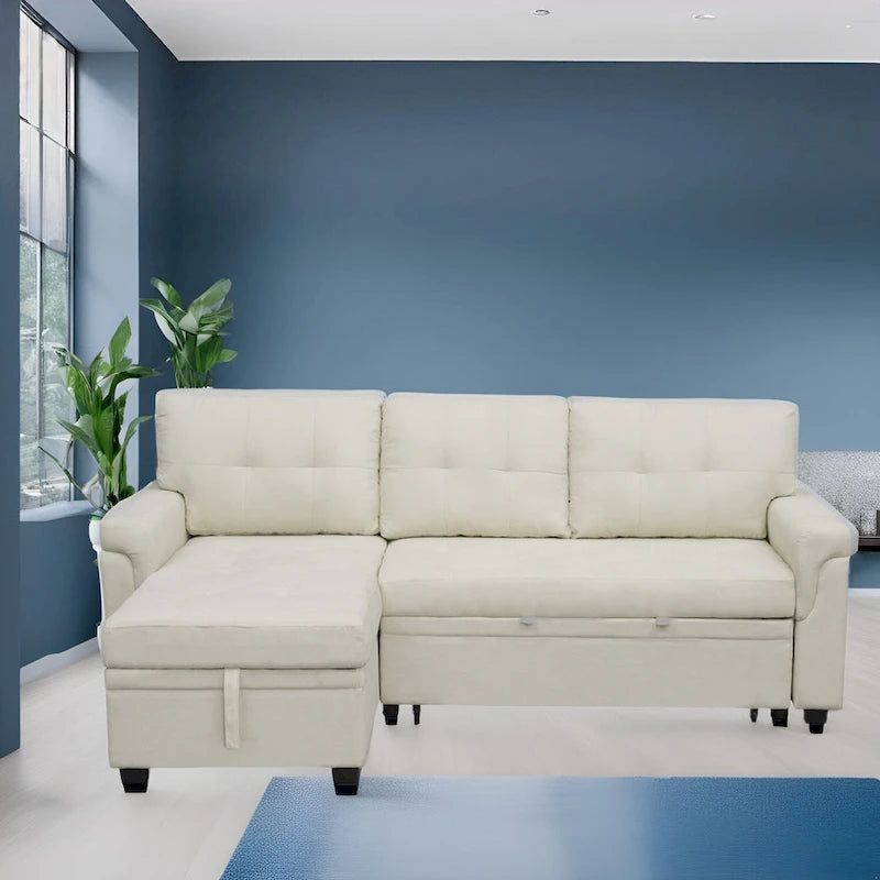 Canapé sectionnel réversible convertible moderne - en forme de L avec méridienne de rangement, accoudoirs larges et pieds durables