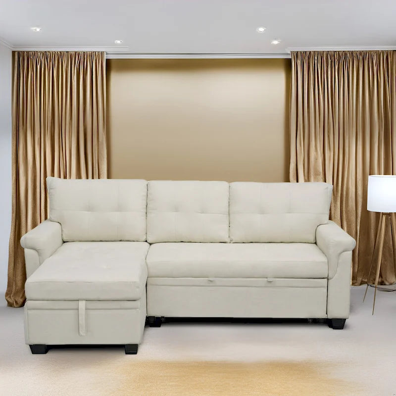 Canapé sectionnel réversible convertible moderne - en forme de L avec méridienne de rangement, accoudoirs larges et pieds durables