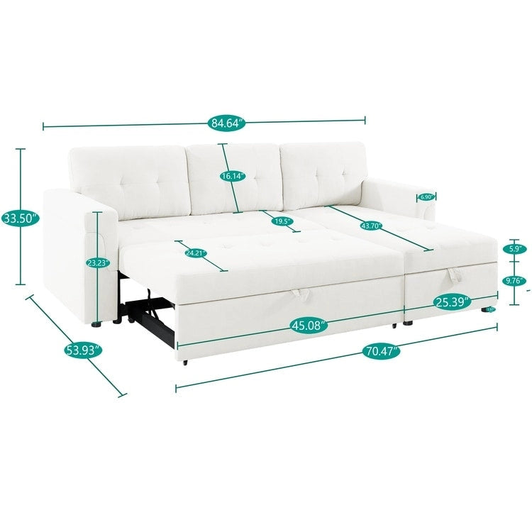Canapé sectionnel réversible convertible moderne - en forme de L avec méridienne de rangement, accoudoirs larges et pieds durables