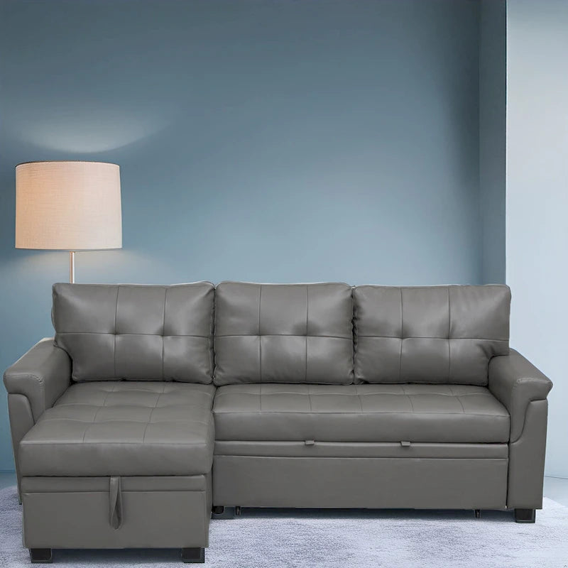 Canapé sectionnel réversible convertible moderne - en forme de L avec méridienne de rangement, accoudoirs larges et pieds durables