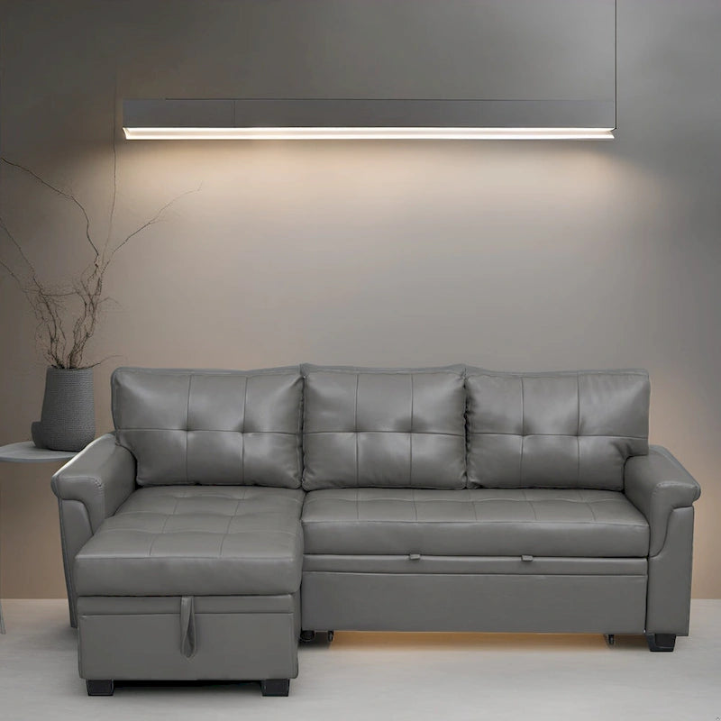 Canapé sectionnel réversible convertible moderne - en forme de L avec méridienne de rangement, accoudoirs larges et pieds durables
