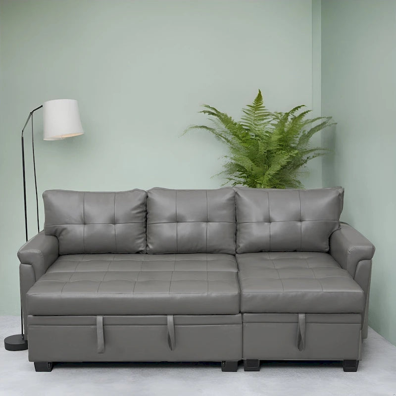 Canapé sectionnel réversible convertible moderne - en forme de L avec méridienne de rangement, accoudoirs larges et pieds durables
