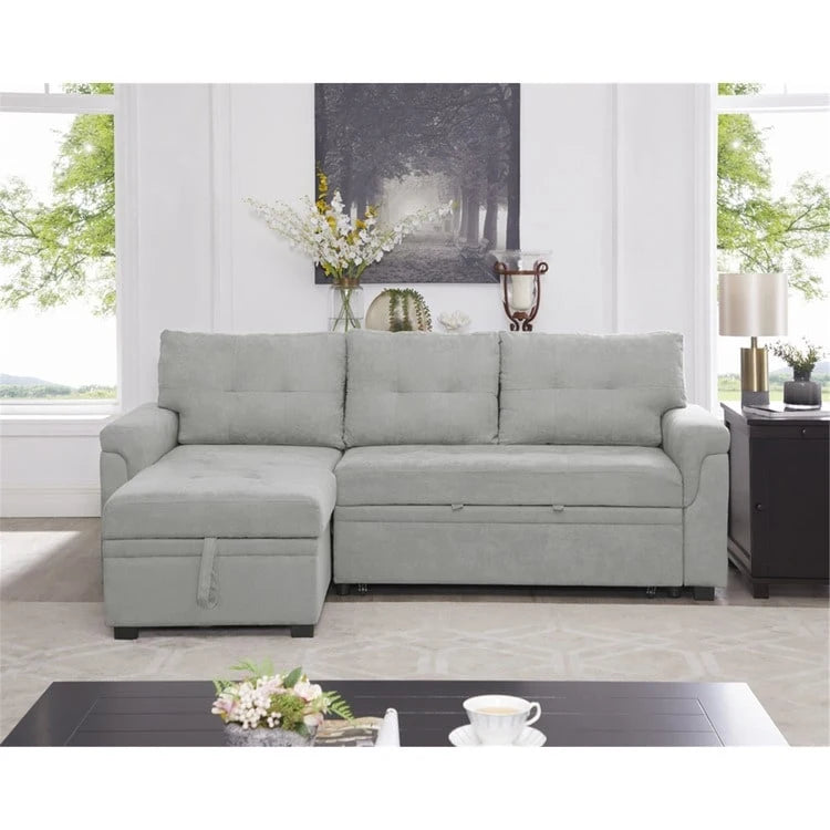 Canapé sectionnel réversible convertible moderne - en forme de L avec méridienne de rangement, accoudoirs larges et pieds durables
