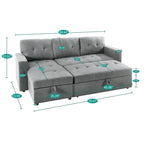 Canapé sectionnel réversible convertible moderne - en forme de L avec méridienne de rangement, accoudoirs larges et pieds durables