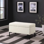Banc de rangement moderne en métal avec pieds, siège tissé gris multifonctionnel pour chambre à coucher, entrée et salon