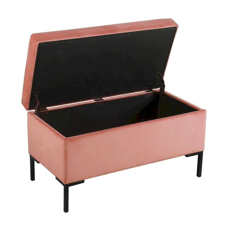 Banc de rangement moderne en métal avec pieds, siège tissé gris multifonctionnel pour chambre à coucher, entrée et salon