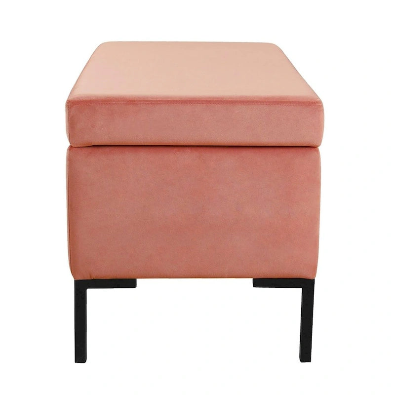 Banc de rangement moderne en métal avec pieds, siège tissé gris multifonctionnel pour chambre à coucher, entrée et salon