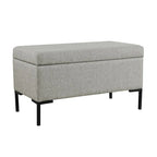 Banc de rangement moderne en métal avec pieds, siège tissé gris multifonctionnel pour chambre à coucher, entrée et salon