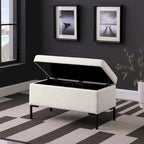 Banc de rangement moderne en métal avec pieds, siège tissé gris multifonctionnel pour chambre à coucher, entrée et salon