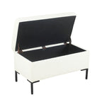 Banc de rangement moderne en métal avec pieds, siège tissé gris multifonctionnel pour chambre à coucher, entrée et salon