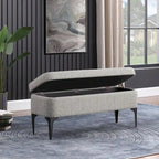 Banc de rangement moderne en métal avec pieds, siège tissé gris multifonctionnel pour chambre à coucher, entrée et salon